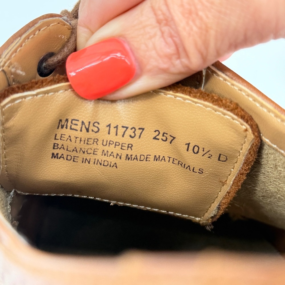 Florsheim Mens 11737 257 Tan Leather Wingtip Brogue Oxford Shoes 10.5 D - Picture 7 of 10